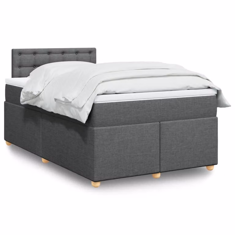 vidaXL Giroletto a Molle Ibrido con Materasso in Tessuto Grigio e Bianco L/P/H: 200 x 120 x 100,5 cm