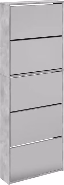 Scarpiera | Mobile per scarpe con Specchio a 5 Livelli Grigio Cemento 63x17x169,5cm