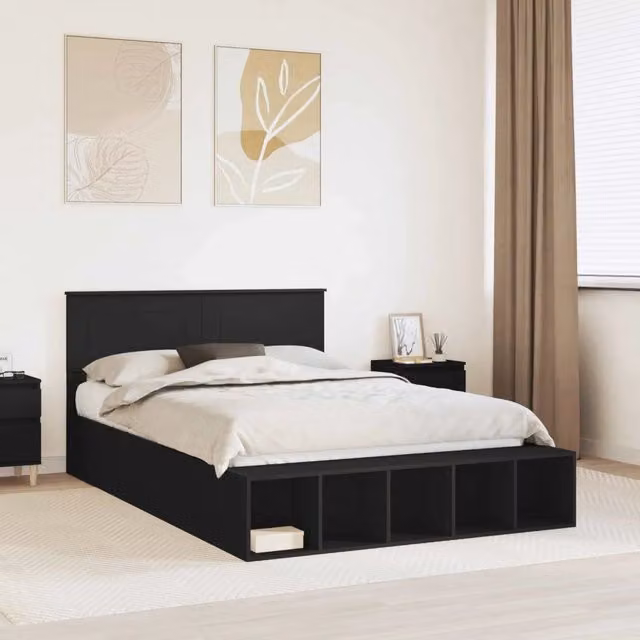 Struttura del letto Nero 150 x 200 cm Legno ingegnerizzato 3408355