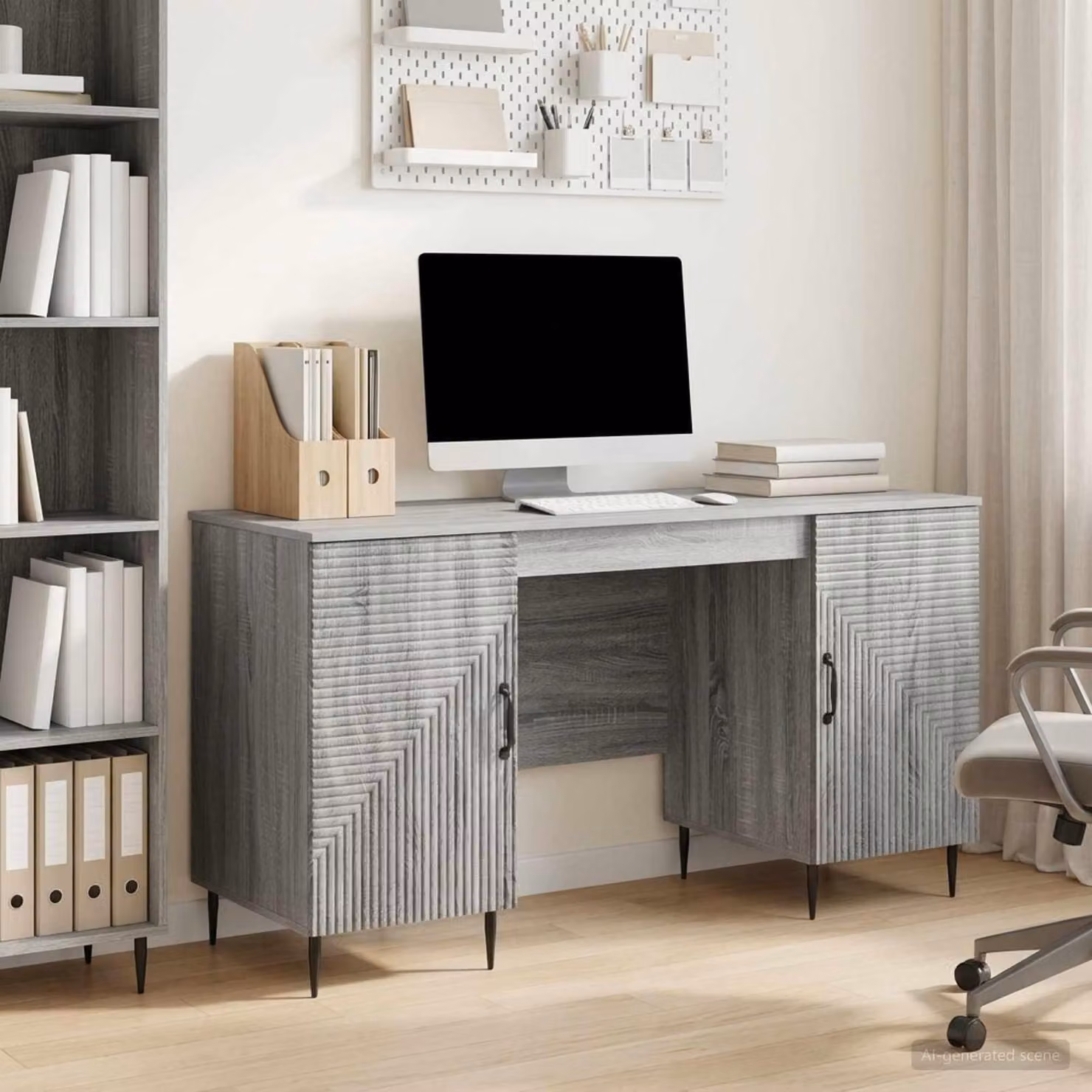 Maison Exclusive - Scrivania Sonoma grigio, dimensioni 142,5 x 50 x 75 cm, realizzata in legno composito