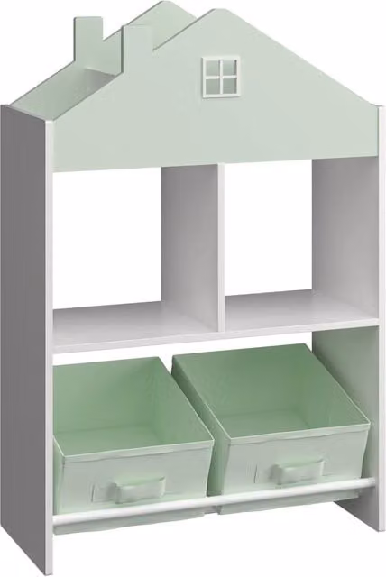 Scaffale dal design senza tempo per soggiorno camera da letto mobile contenitore per bambini verde menta/bianco 03_0011317
