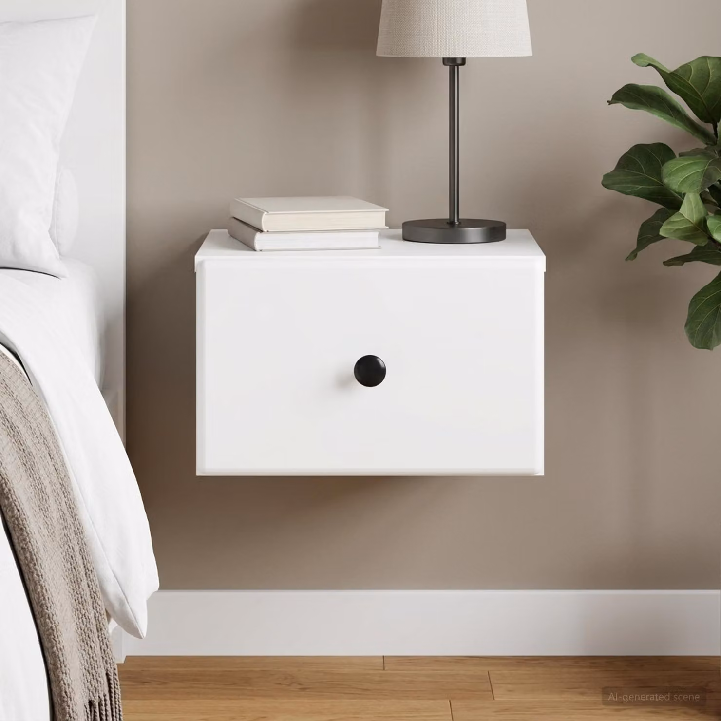 vidaXL Mobiletto da notte sospeso con cassetto Bianco L: 34,5 cm, P: 33 cm, H: 20 cm