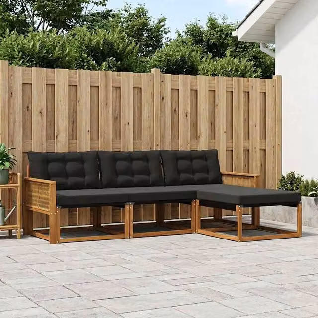 Set di divani da esterno 4 pz Naturale e Nero 3381348