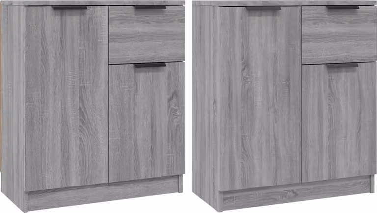 Credenze 2 pz Grigio Sonoma 60x30x70 cm in Legno Multistrato