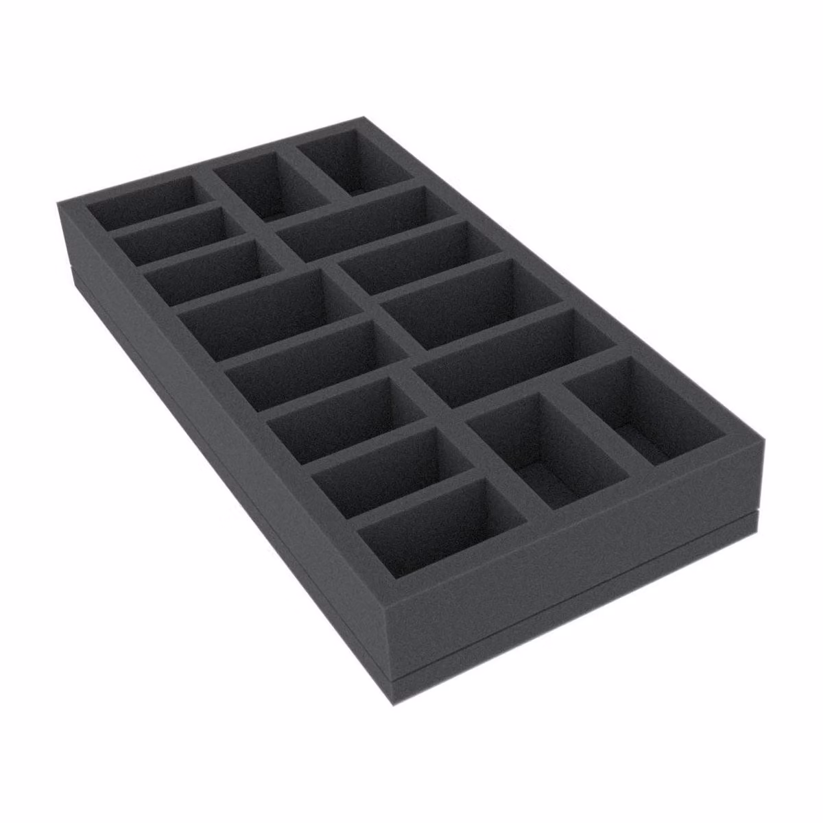 Inserto in schiuma 285 x 142,5 x 40 mm con 16 scomparti per giochi da tavolo e miniature