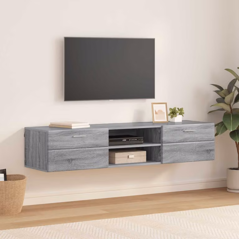 Armadio moderno a parete vidaXL in legno e MDF, Grigio, L 150 x P 39 x H 30 cm