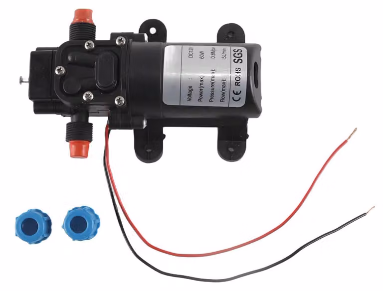 Pompa a pressione da 12V per camper, imbarcazioni, con portata da 3,5 a 5 litri al minuto, potenza 60 W