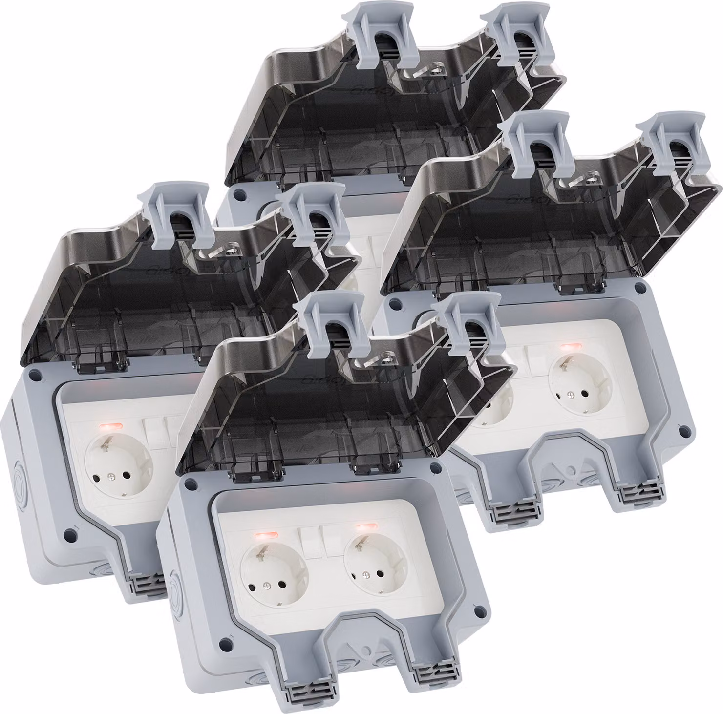 Ottima presa da esterno 4x con serratura, impermeabile, da giardino, con interruttore - Presa da esterno doppia, impermeabile, IP66