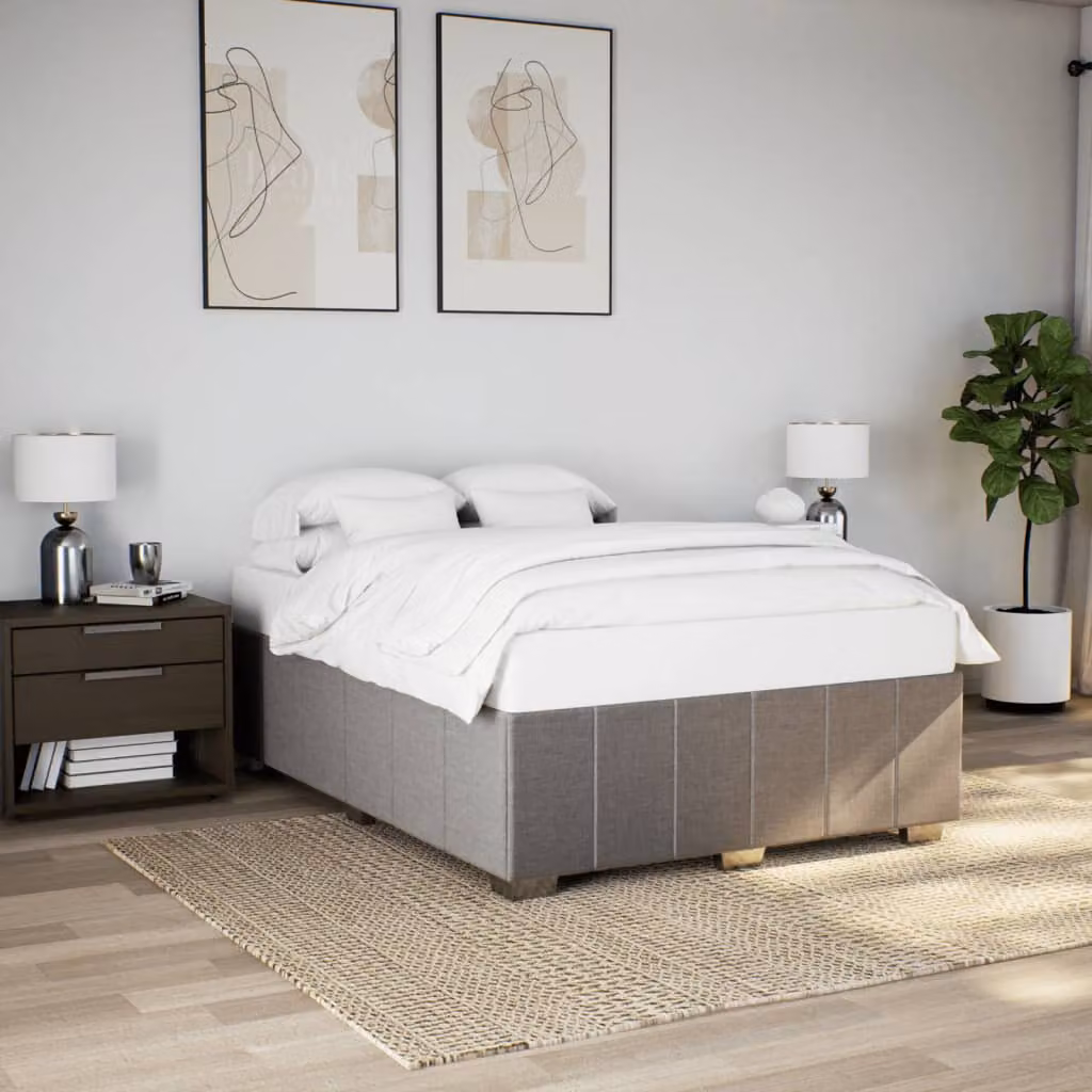 vidaXL Giroletto senza Materasso in Tessuto Tortora L: 140 cm, P: 200 cm – 1