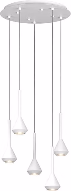 Lampadario Moderno Aygo Tondo Metallo Bianco 5 Luci Gu10