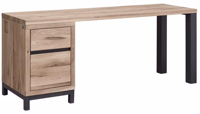 MASSIVMOEBEL24 | scrivania in legno di Quercia Selvatica 220x55x76 bianco oliato VILLANDERS #245