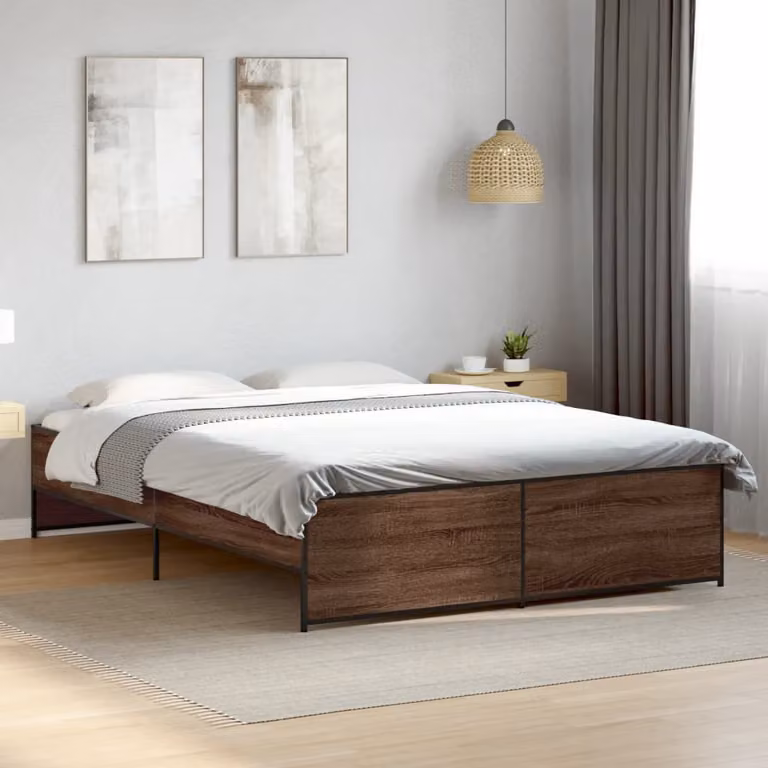 vidaXL Giroletto in Legno e Metallo Rovere Marrone L/P: 150 x 200 cm