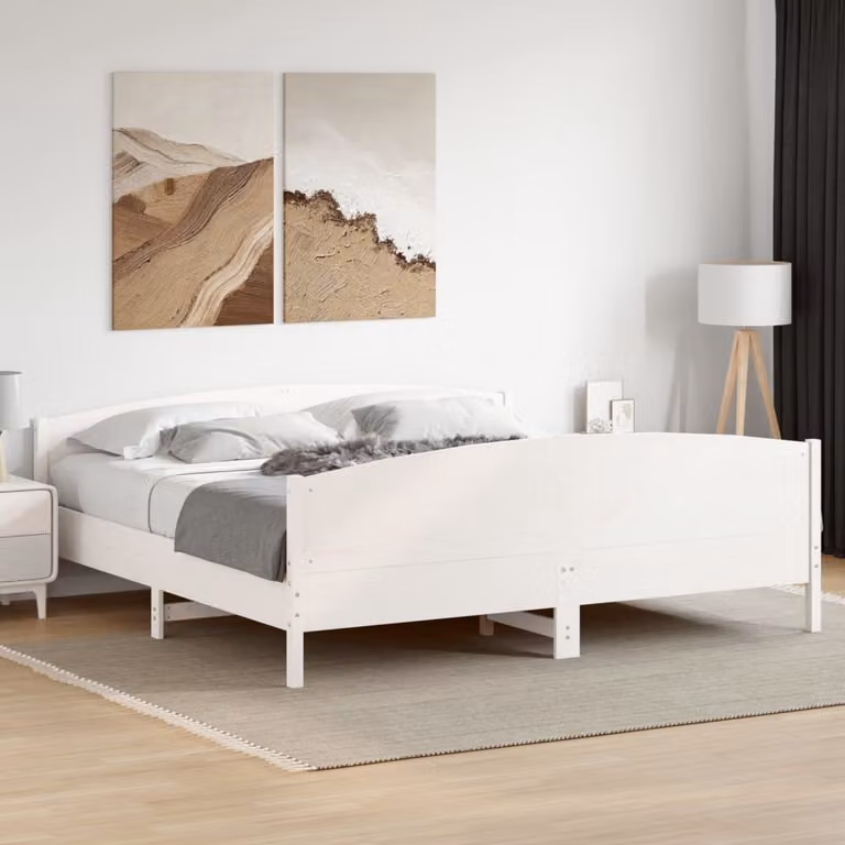 vidaXL Giroletto in legno massello di pino bianco con doghe piatte fissate L/P: 200 x 200 cm