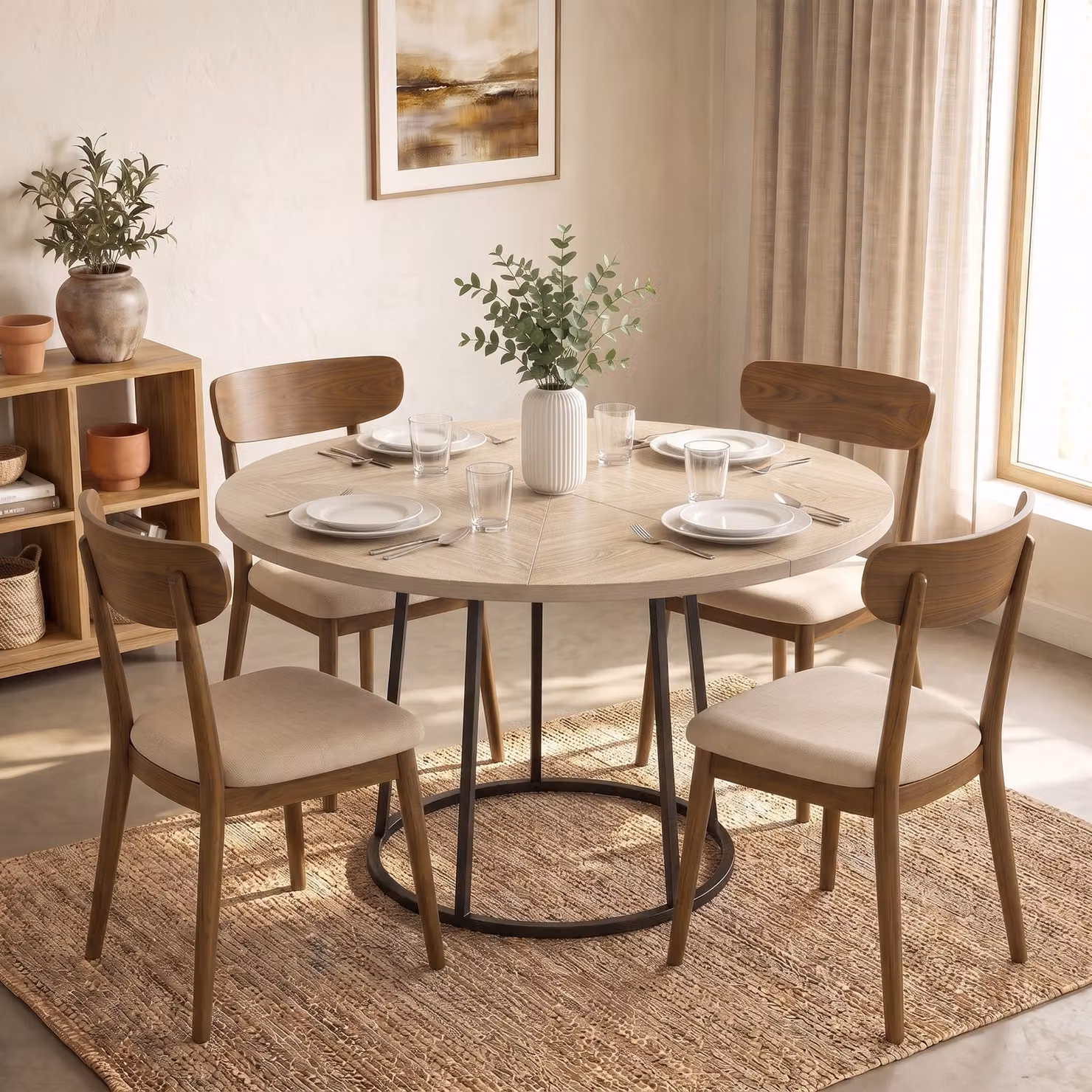 Tavolo da pranzo rotondo HOMCOM in legno marrone con base conica per 4-6 persone, Ø 120 x H 75 cm – 2