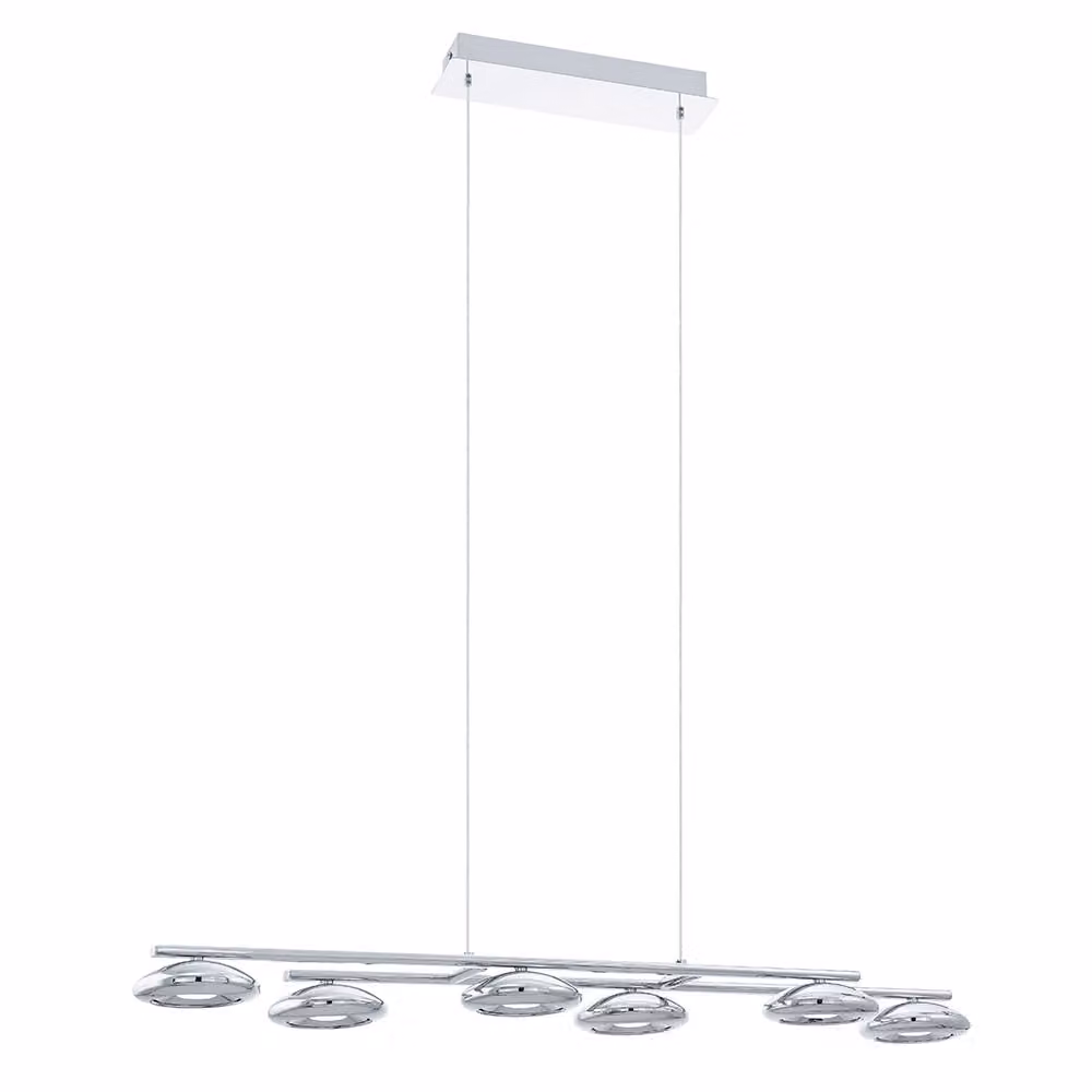 Lampada a sospensione LED a 6 luci cromo Taruga 1