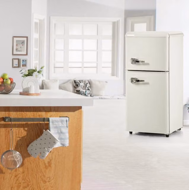 Frigorifero doppia porta 60 L con congelatore 4 stelle; 88;8 x 45;5 x 42 cm; bianco crema