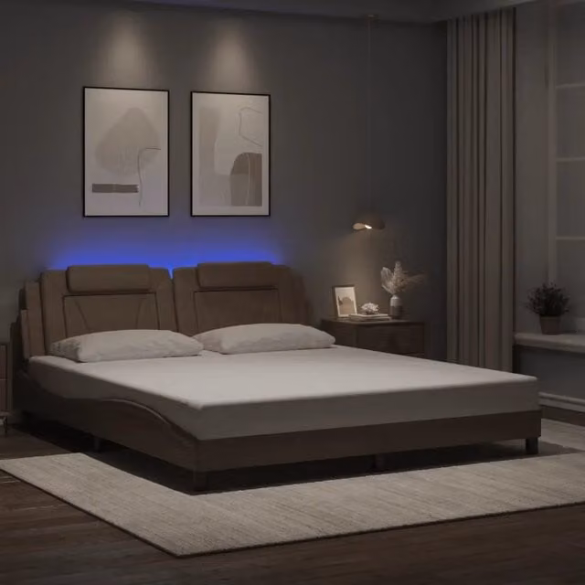 Giroletto Viana con LED senza Materasso-Struttura Letto Cappuccino 180x200 cm