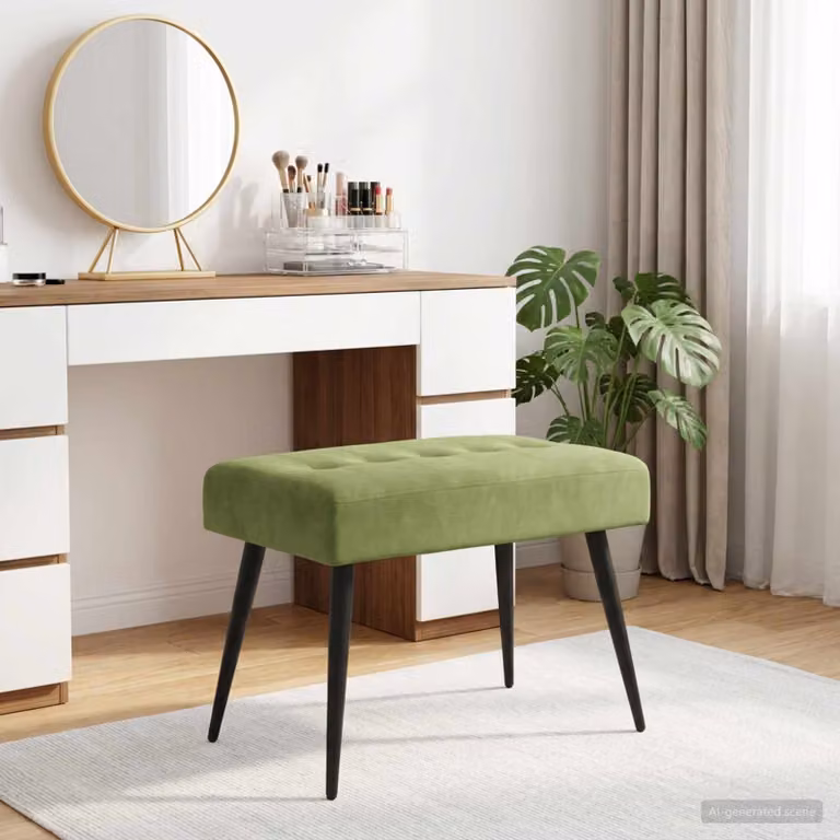 Panchina moderna vidaXL in velluto verde con bottoni imbottiti L: 60 cm, P: 40 cm, H: 45 cm