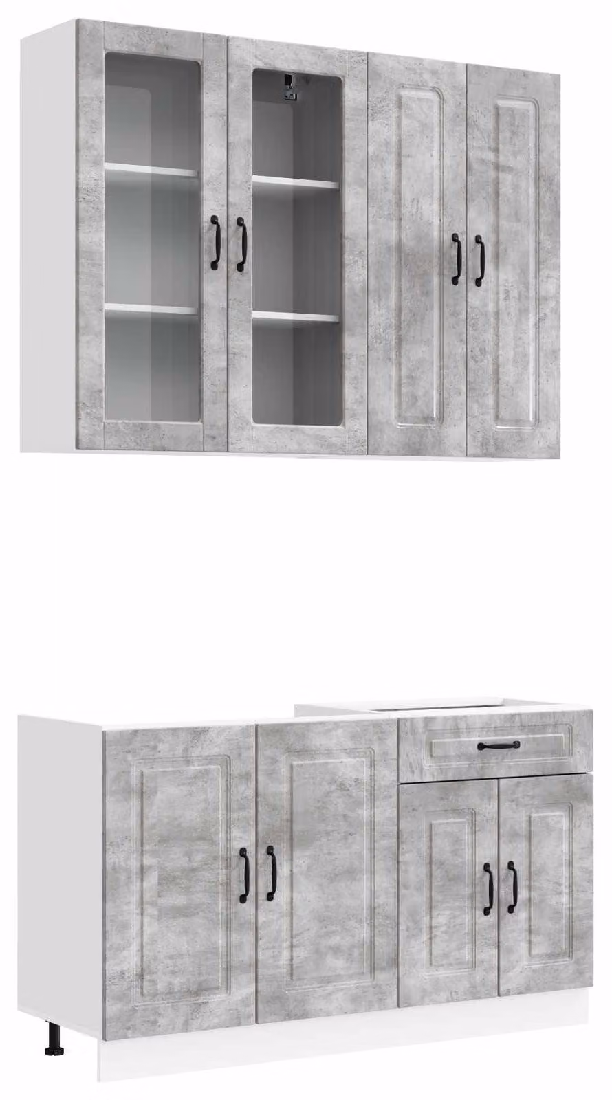 Set da cucina KALMAR, 4 pezzi, colore grigio cemento, materiale: legno composito