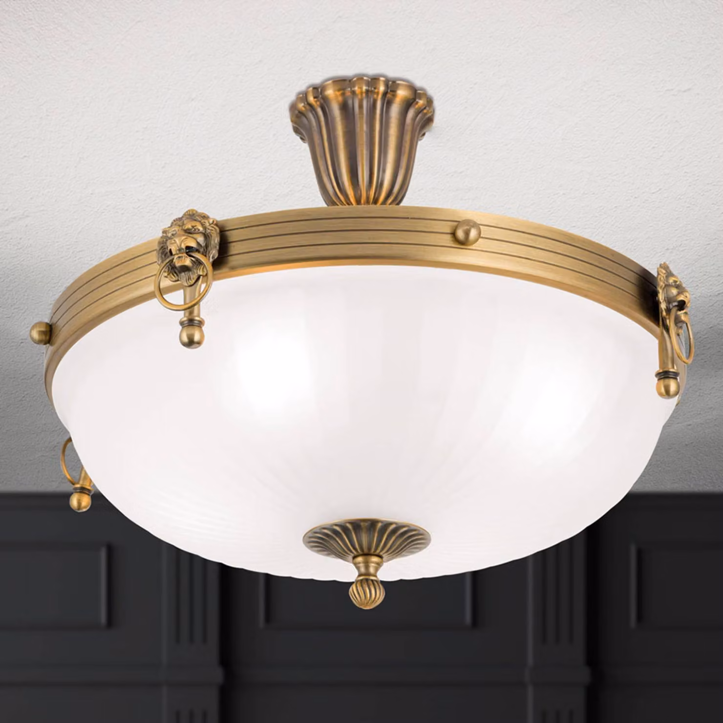 ORION Plafoniera soffitto Rocca, dimmerabile, Bronzo / Ottone antico, Soggiorno / Sala da pranzo, Metallo, Antico, Plafoniera