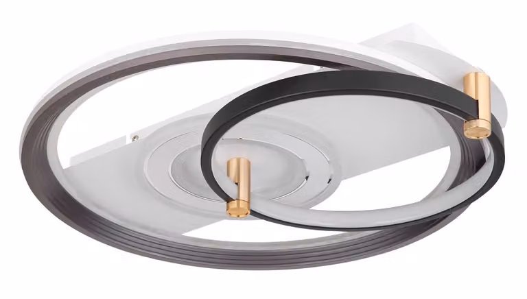 Globo Lighting plafoniera metallo bianco opaco, acrilico opale, metallo nero opaco, metallo grigio, dimmerabile, diversi livelli tramite interruttore a parete, colori fissabili, funzione memoria, luce notturna, telecomando, batteria inclusa 2x AAA, LxLxH: