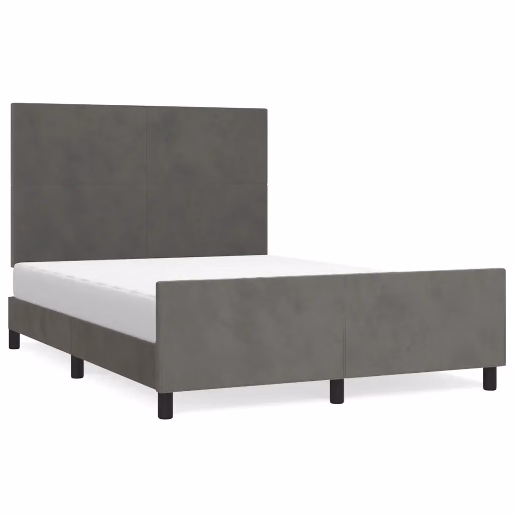 Giroletto vidaXL in velluto grigio con doghe in legno L/P: 140 x 190 cm – 2