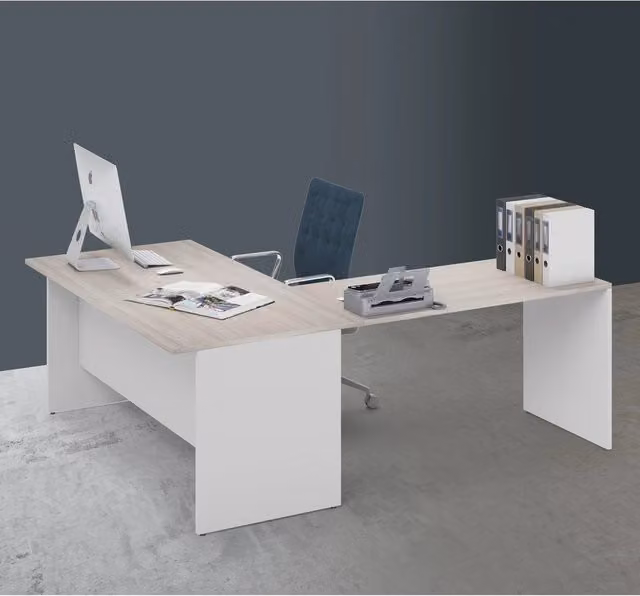 Prolunga scrivania ufficio estensibile IPERBRIKO in legno marrone e bianco L: 150 cm, P: 120 cm