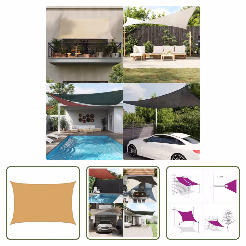 The Living Store Tenda da sole 160 g/m² Rettangolare Colore sabbia 4x5 m HDPE