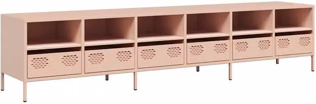 Mobile porta TV moderno HELLOSHOP26 rosa in metallo con vano contenitore L: 202 cm, P: 39 cm, H: 43,5 cm