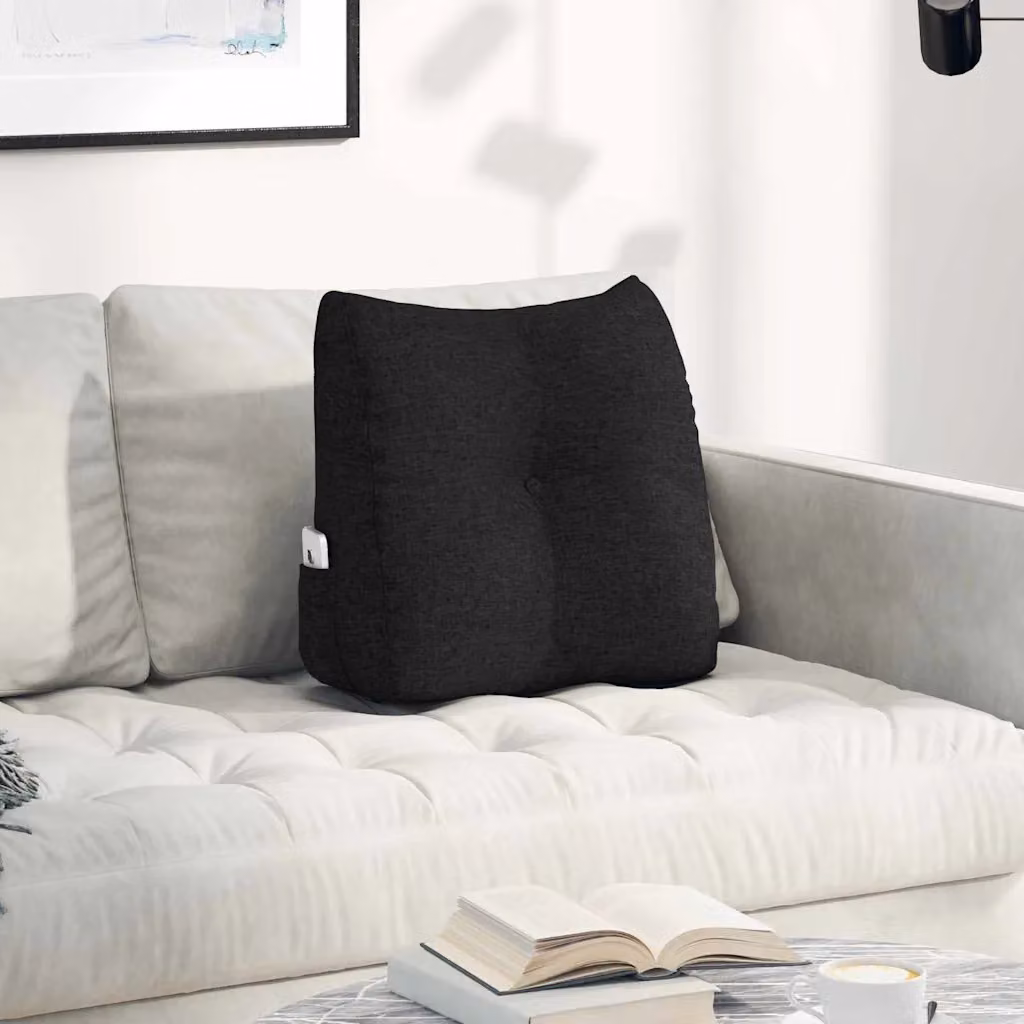vidaXL Cuscino per Schiena Contornato a Cuneo Nero con Rivestimento Lavabile in Lavatrice L: 45 cm, P: 24 cm, H: 50 cm