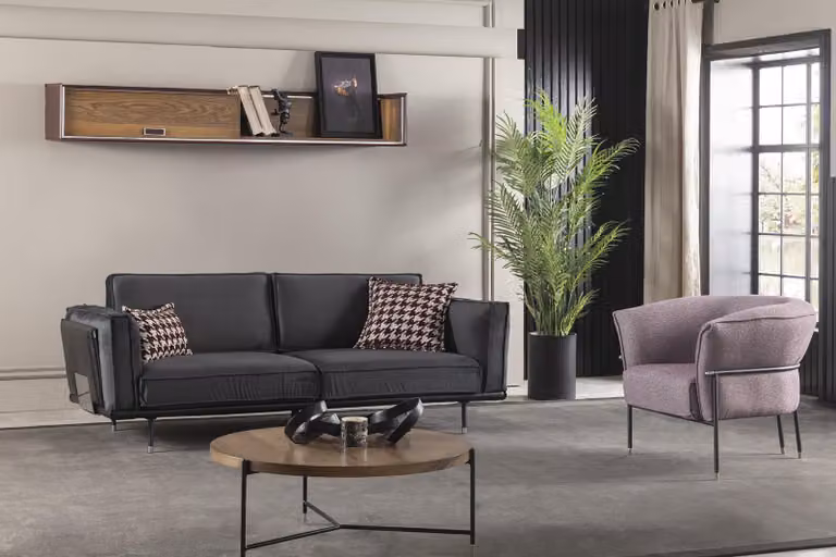 Sofa 3+1 Sitz in Grau Moderne Couch Möbel Sofagarnitur Italienische Einrichtung