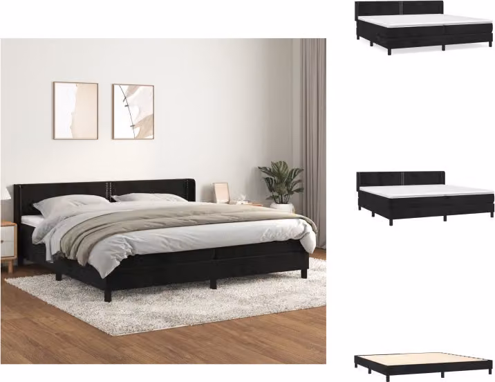 vidaXL Letto a molle con materasso nero 200x200 cm in velluto - Letti & Reti
