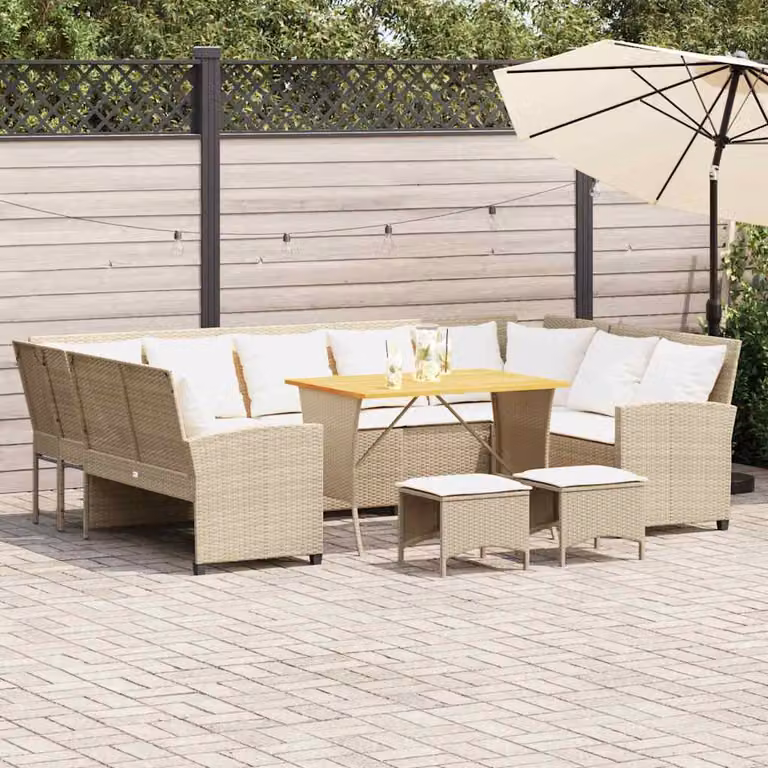 Maison Exclusive - Set di 4 divani da giardino con cuscini in polyrattan beige