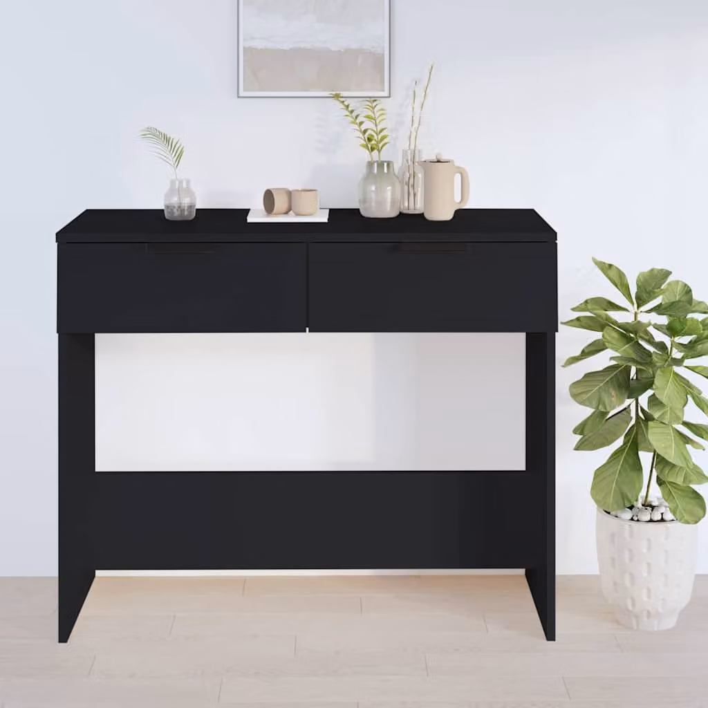 vidaXL Tavolino Consolle Moderno Nero in Legno e MDF L: 90 cm, P: 36 cm, H: 75 cm