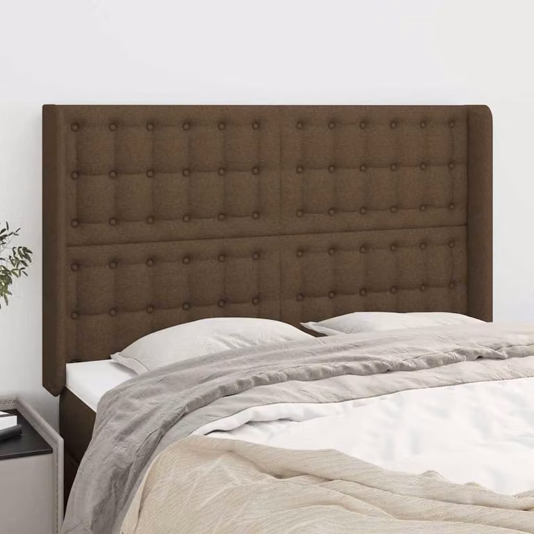 Testiera ad orecchio vidaXL in tessuto marrone scuro L: 147 cm, P: 16 cm, H: 118/128 cm