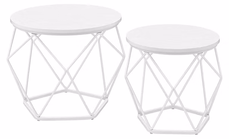 Set di 2 tavolini con piano removibile, colore bianco – dimensioni 50 x 40 cm e 40 x 36 cm