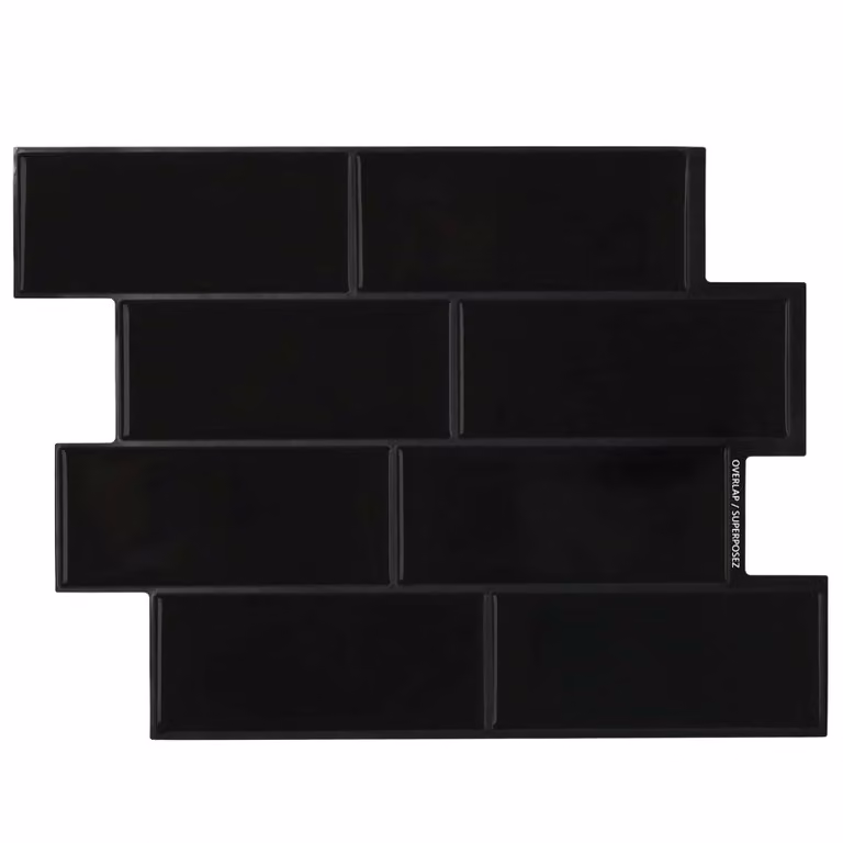 Set di 10 piastrelle effetto subway vidaXL colore nero in poliuretano e PET, L: 29 cm, H: 21 cm