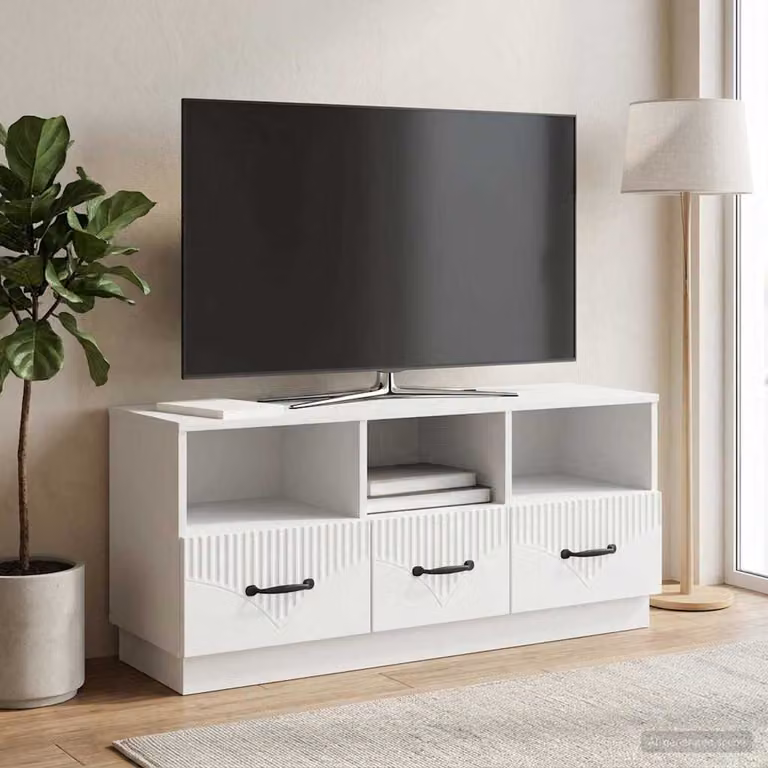 Mobile TV moderno vidaXL Bianco in legno ingegnerizzato L/P/H: 102 x 34,5 x 47 cm