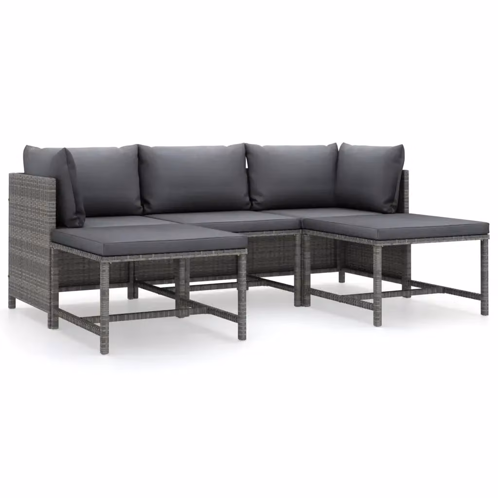 vidaXL Set Divani da Giardino a L con Cuscini Grigio Antracite e Struttura in Metallo – 2