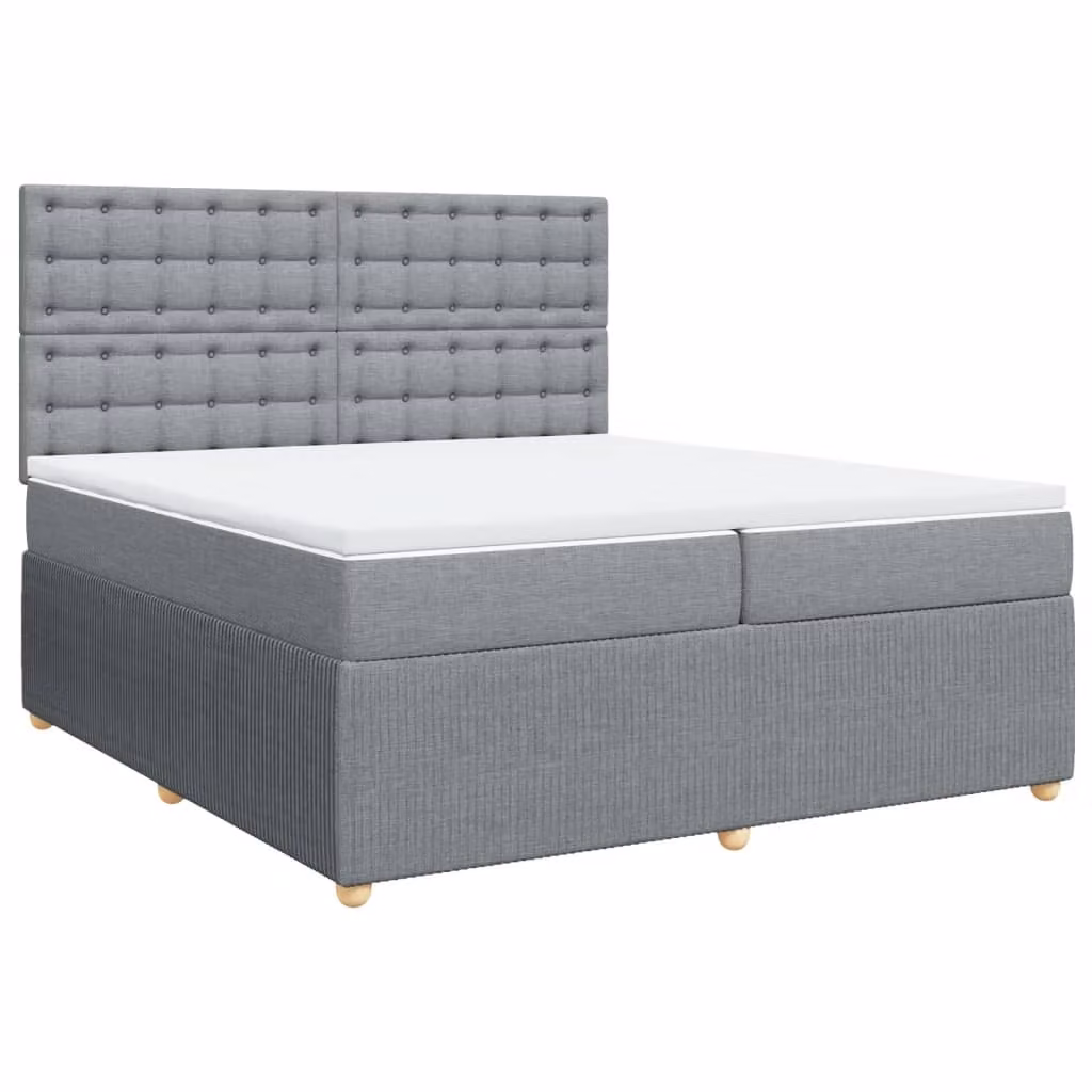 Giroletto a Molle con Materasso Grigio Chiaro 200x200cm Tessuto