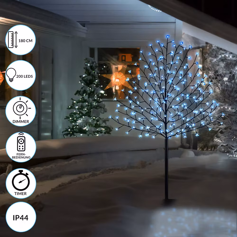 Albero di ciliegio in fiore Monzana con 200 LED bianco freddo, Altezza: 180 cm – 3