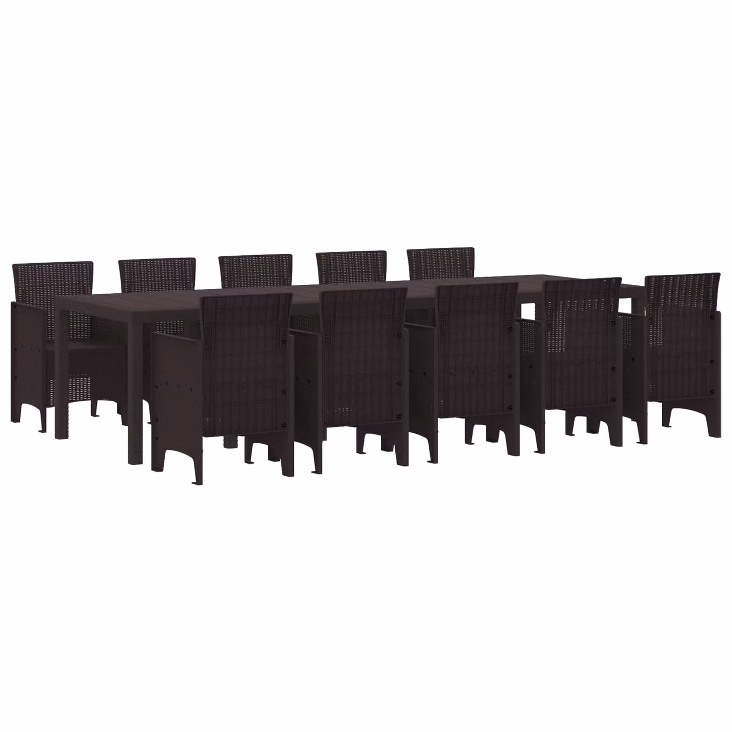 Set da pranzo per giardino e terrazzo vidaXL in 11 pezzi in rattan marrone e antracite