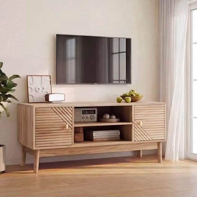 Mobile porta TV con passacavi e chiusura ammortizzata per soggiorno e camera da letto in MDF rovere 110 × 40 × 48 cm