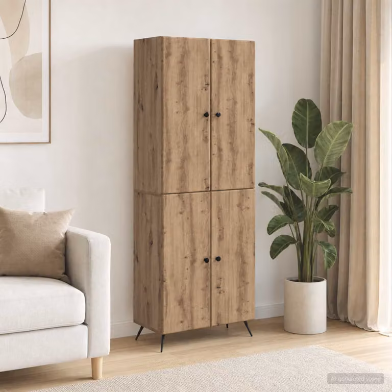 Set di 2 armadi vidaXL in legno ingegnerizzato e MDF color rovere, design minimalista con ante a battente