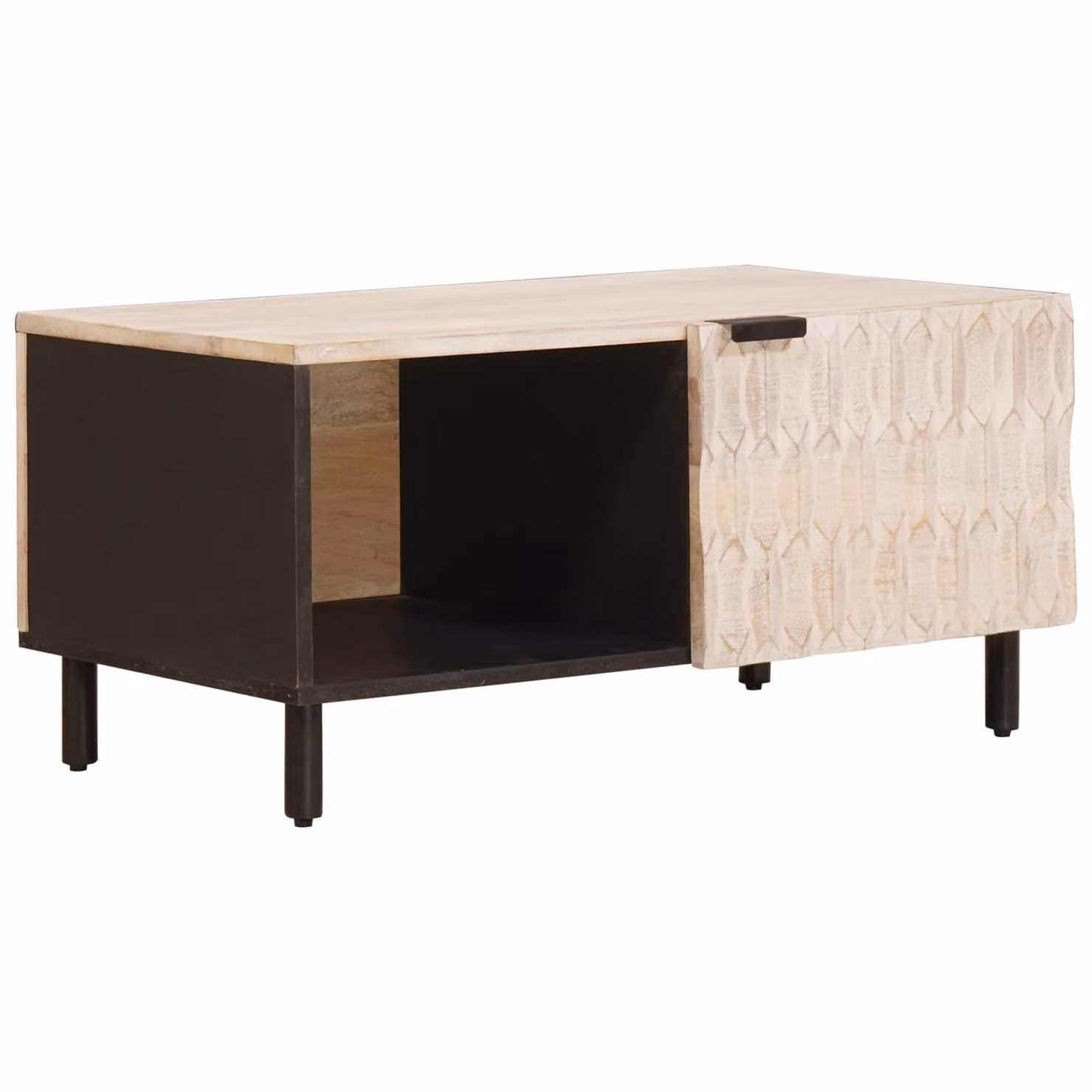 vidaXL Tavolino da salotto moderno in legno di mango bianco L: 80 cm, P: 50 cm, H: 40 cm