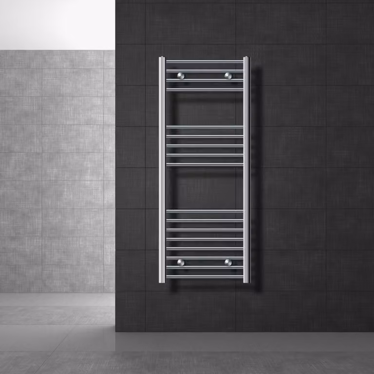 LuxeBath radiatore per bagno - 500 x 1200 mm - cromo - curvo con attacco laterale - radiatore scaldasalviette asciugacapelli, senza elemento riscaldante