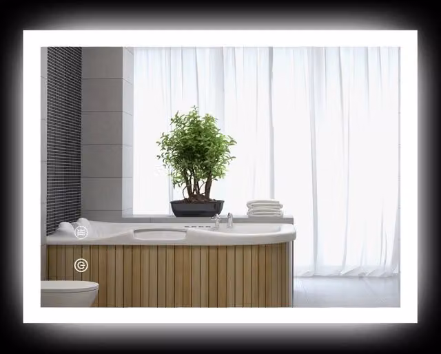 Specchio da Bagno con Luci LED Regolabili Antivaho ¨C zephmum ¨C Bianco 80x60 cm