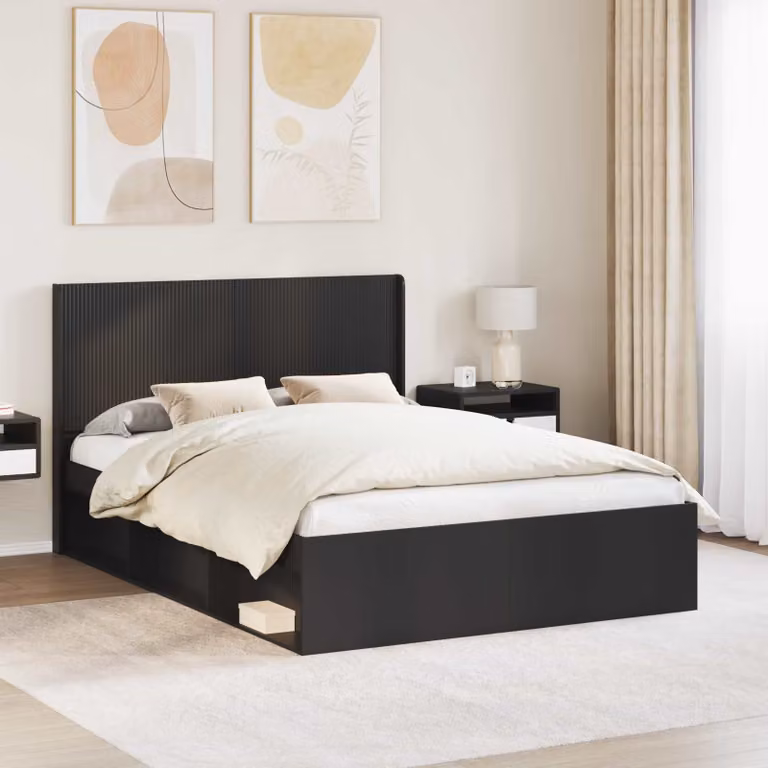 Testiera per letto moderna vidaXL in legno ingegnerizzato nero