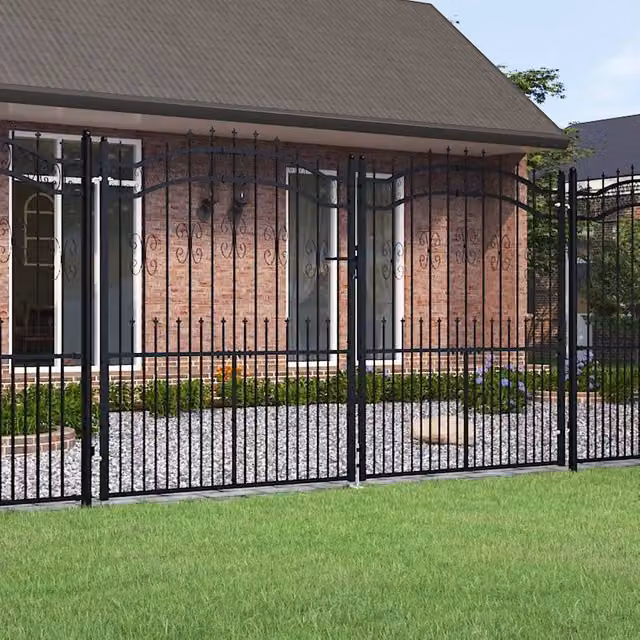 Cancello recinzione KAMPEN con punta a lancia Nero 302x172 cm 151098