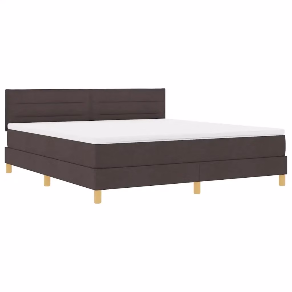 Letto matrimoniale moderno vidaXL in tessuto marrone con illuminazione LED sottostante e porta USB, L/P: 180 x 200 cm – 2